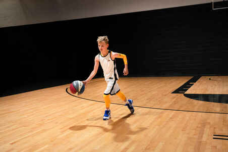 Basketballschuhe SS500M NBA Golden State Warriors Kinder weiss