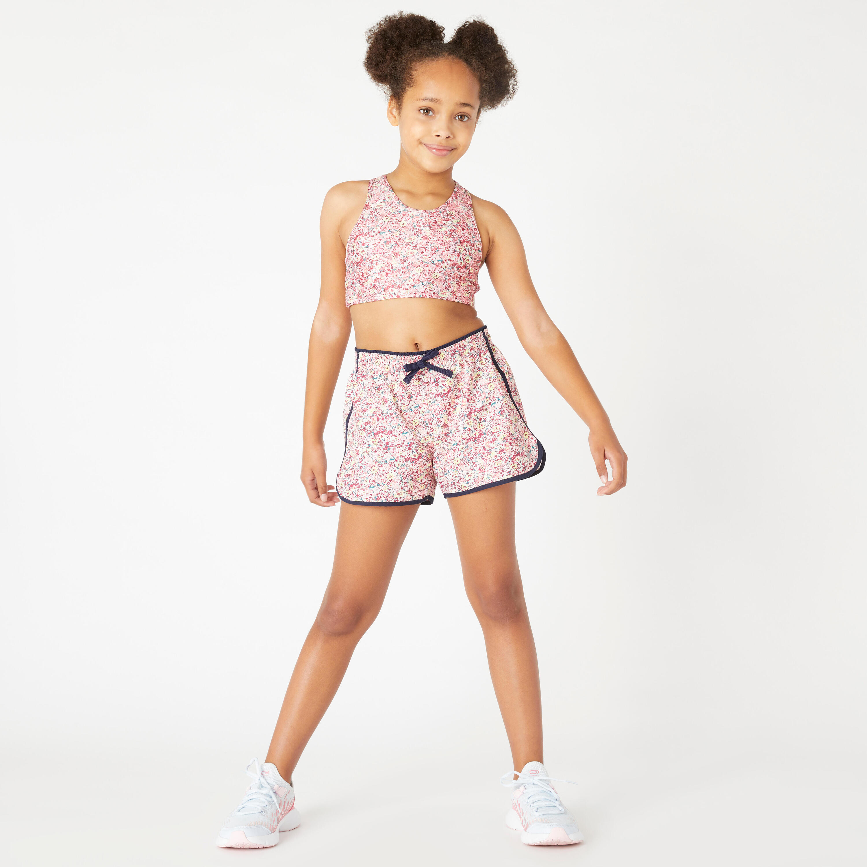 Pantaloncini bambina ginnastica W 500 traspiranti rosa con stampa 5/5
