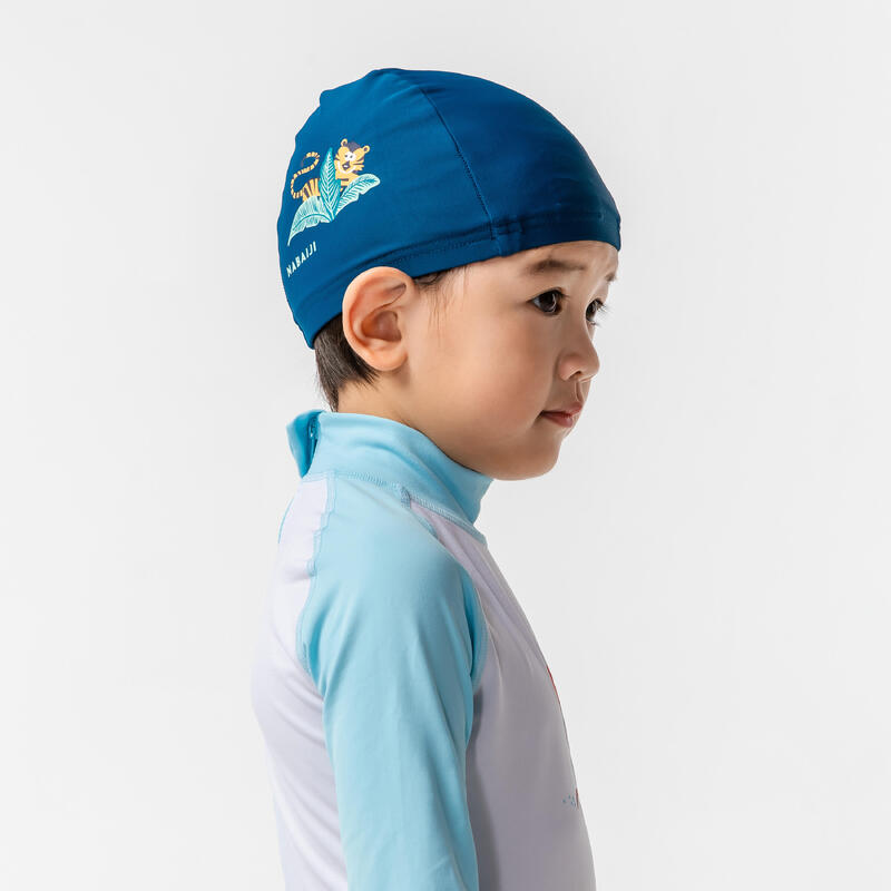 嬰兒網眼泳帽 - 深藍色虎紋