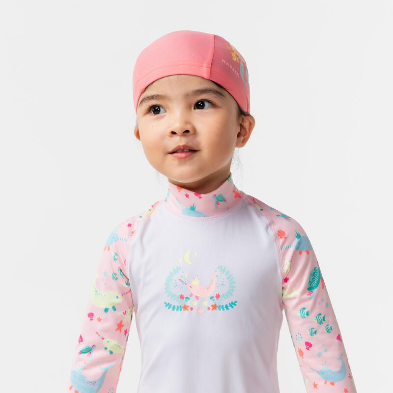 嬰兒網眼泳帽淺粉紅色美人魚印花