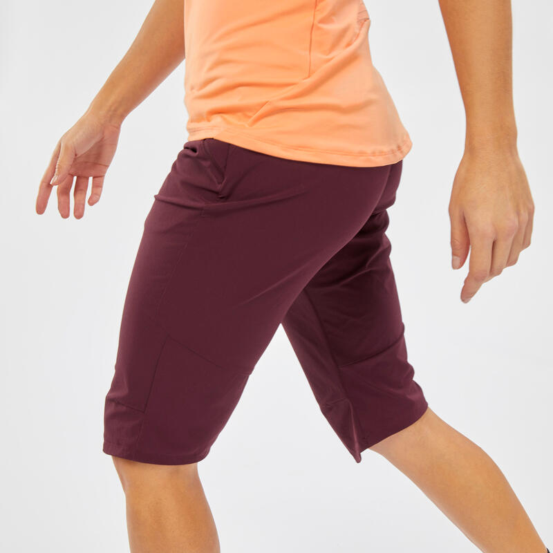 Wanderhose Damen dreiviertel - MH500 bordeaux