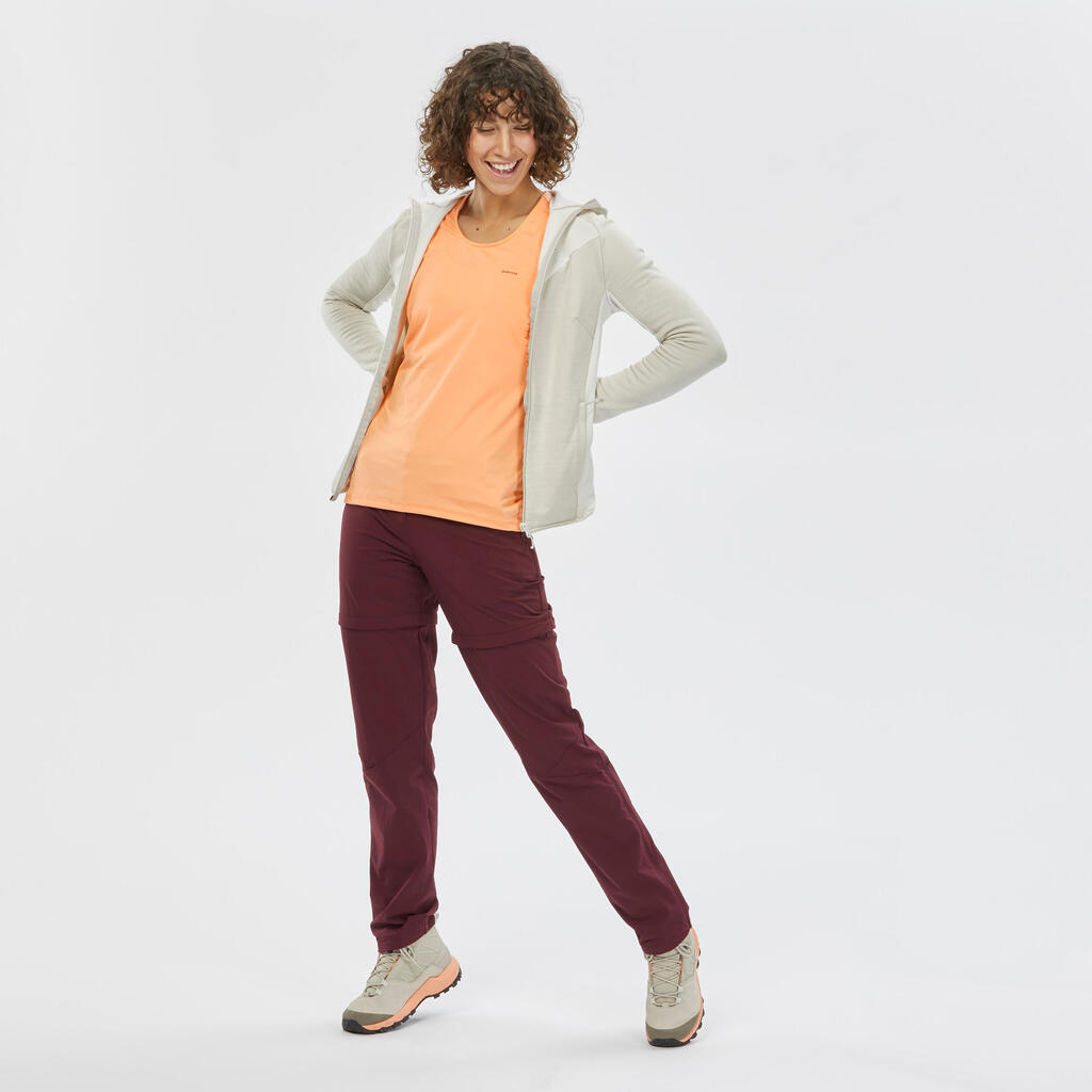 Wanderhose Zip-Off-Hose Bergwandern MH550 Damen bordeaux