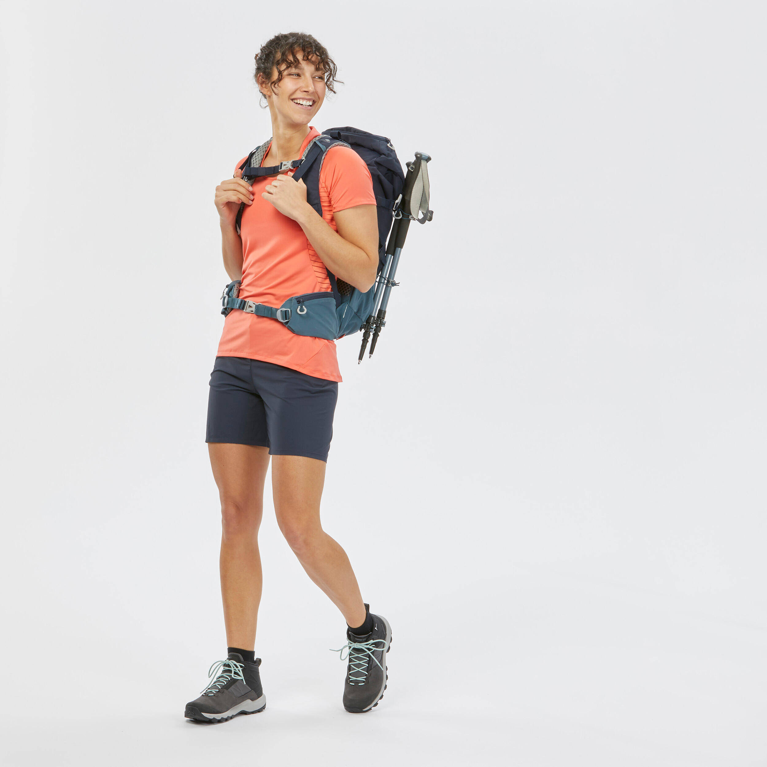 Women Dry Fit Lightweight Shorts Blue - MH100 -  2