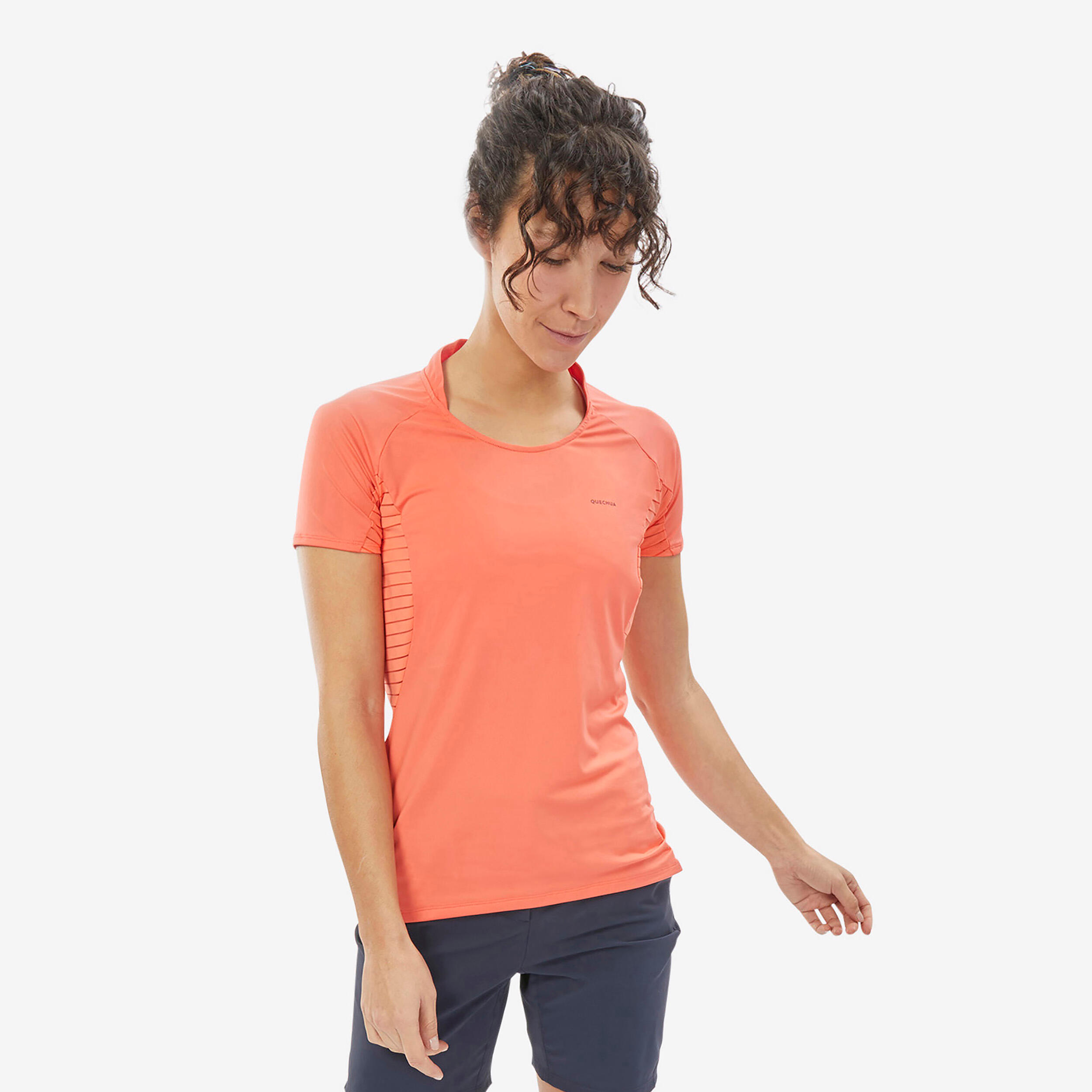 T shirt manches courtes de randonnée montagne MH500 Femme QUECHUA