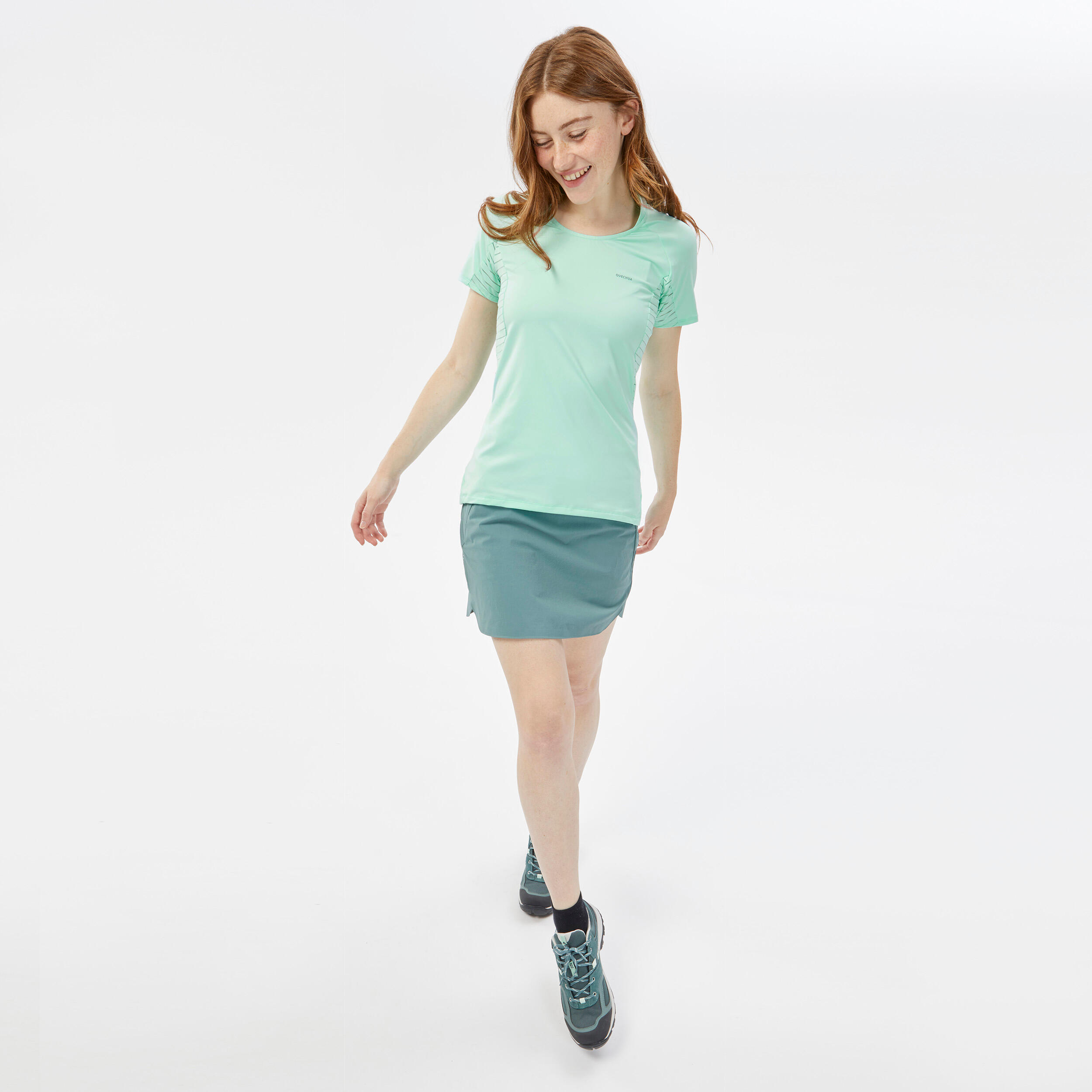 Women’s Hiking T-Shirt - MH 500 Turquoise - QUECHUA