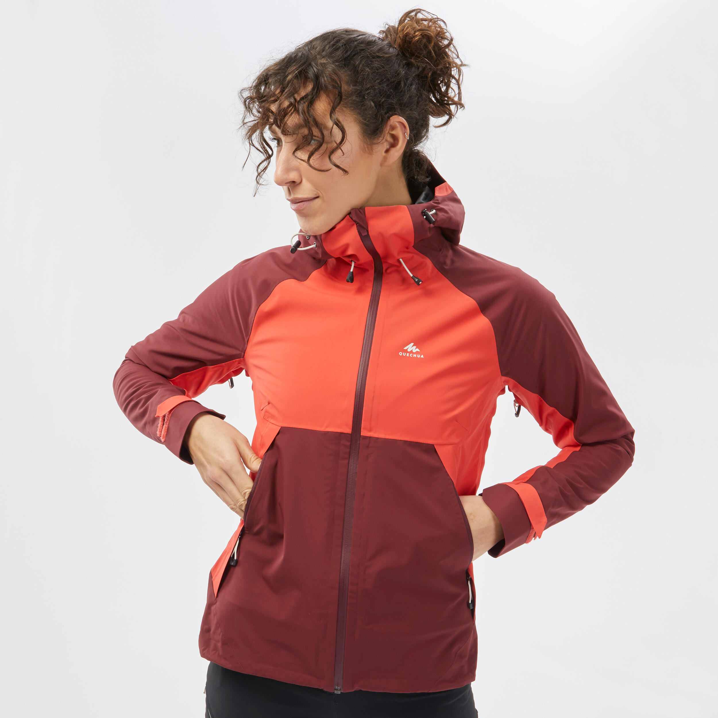 Chaqueta impermeable Mujer Senderismo Montaña - MH500 - Vinotinto Coral -  Decathlon
