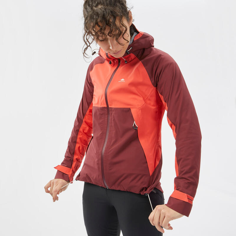 Regenjas voor bergwandelen dames MH500 bordeaux koraal