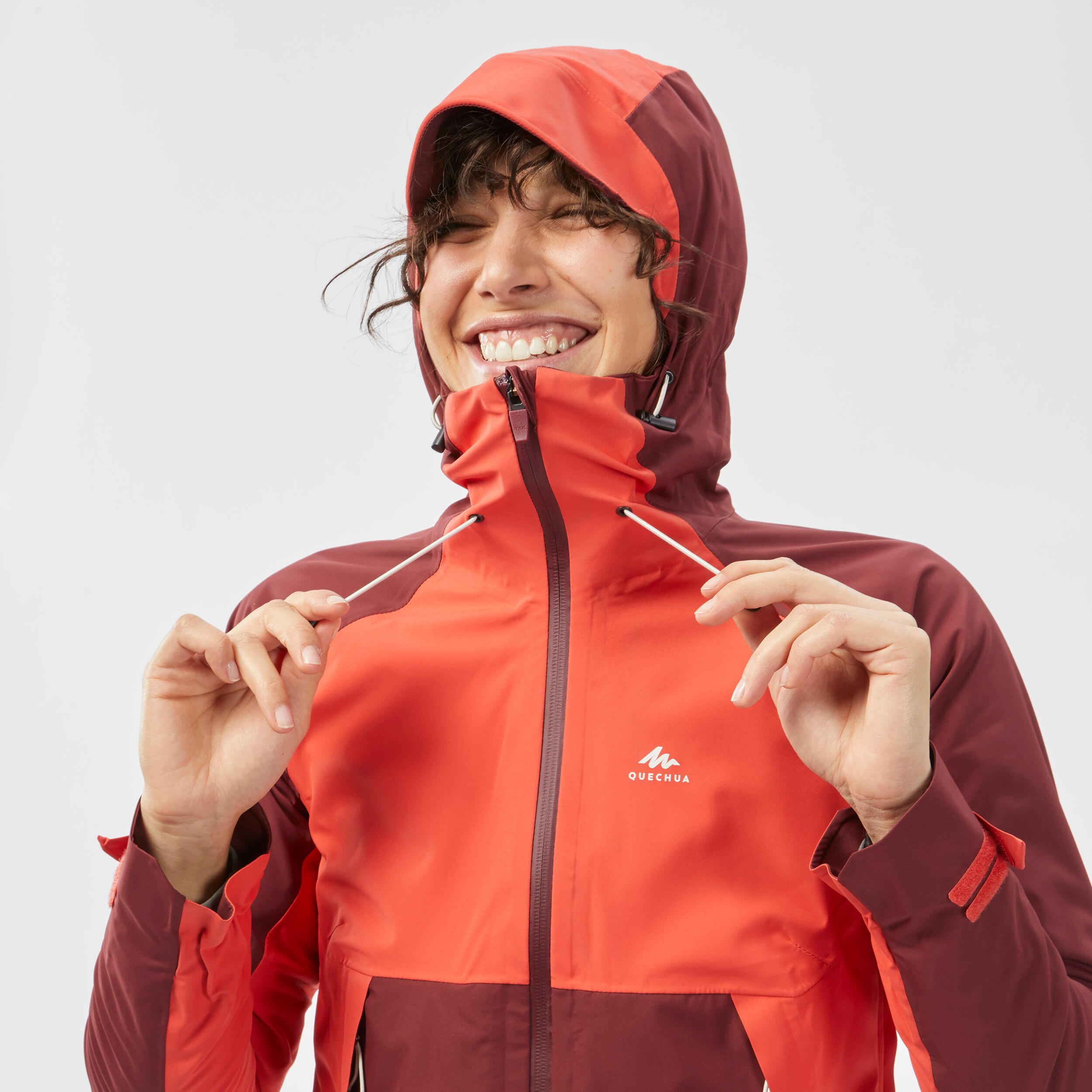 Wanderjacke Damen wasserdicht Bergwandern - MH500 rot  15/34