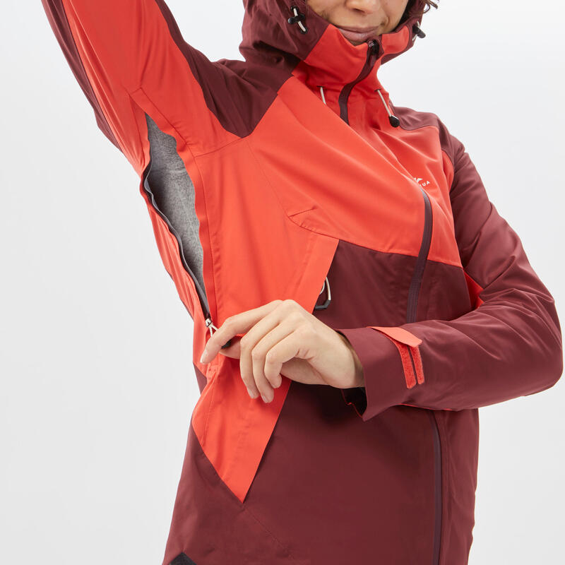 Wanderjacke Damen wasserdicht Bergwandern - MH500 rot 