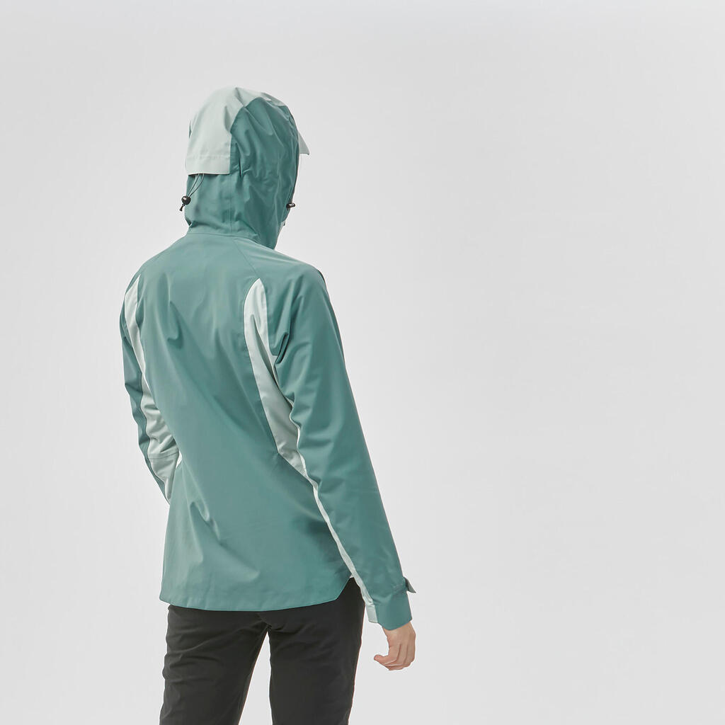 Women's Waterproof Mountain Walking Jacket - MH500 - Green Sorbet