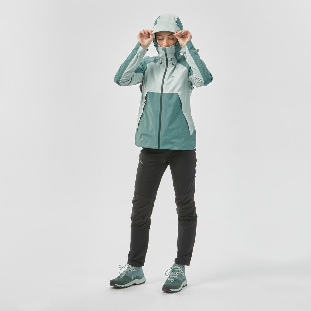 Women's Waterproof Mountain Walking Jacket - MH500 - Green Sorbet