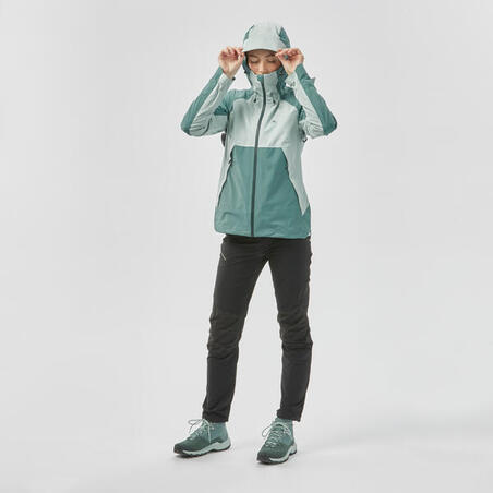 Куртка жіноча MH500 для гірського туризму водонепроникна зелена