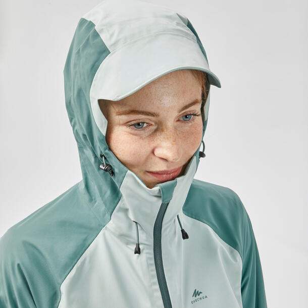 Women's Mountain Hiking Waterproof Jacket MH500 - Khaki/Green