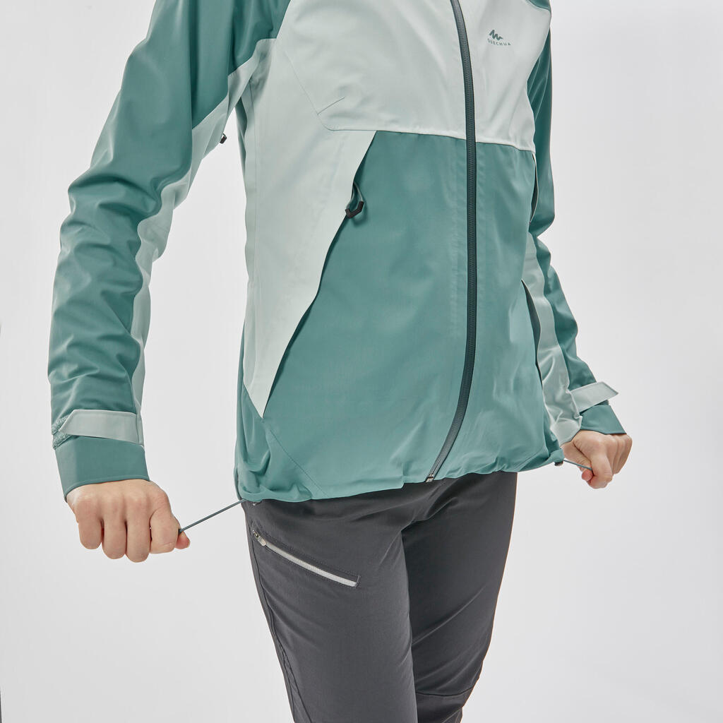 Women's Waterproof Mountain Walking Jacket - MH500 - Green Sorbet