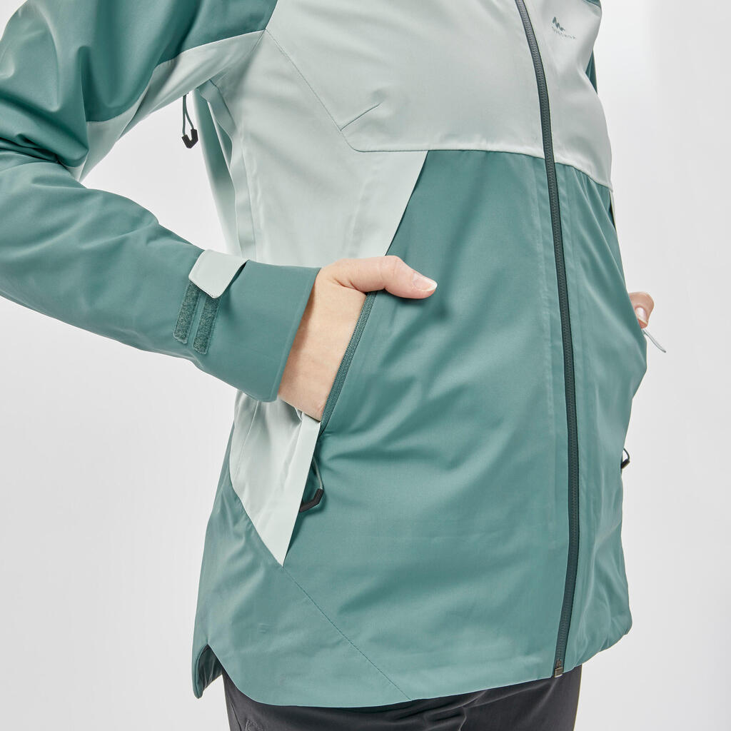 Women's Waterproof Mountain Walking Jacket - MH500 - Green Sorbet