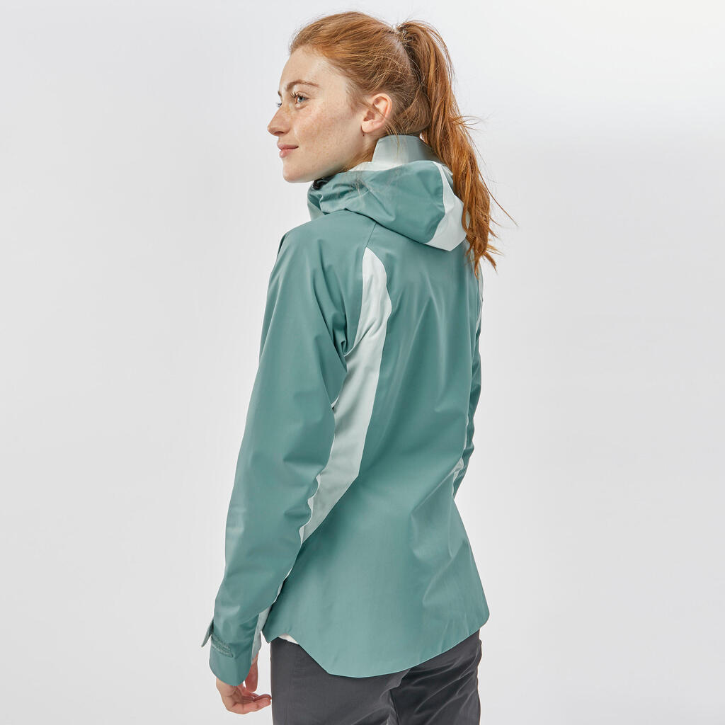 Women's Waterproof Mountain Walking Jacket - MH500 - Green Sorbet