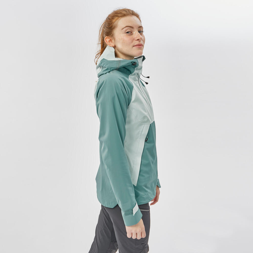 Women's Waterproof Mountain Walking Jacket - MH500 - Green Sorbet