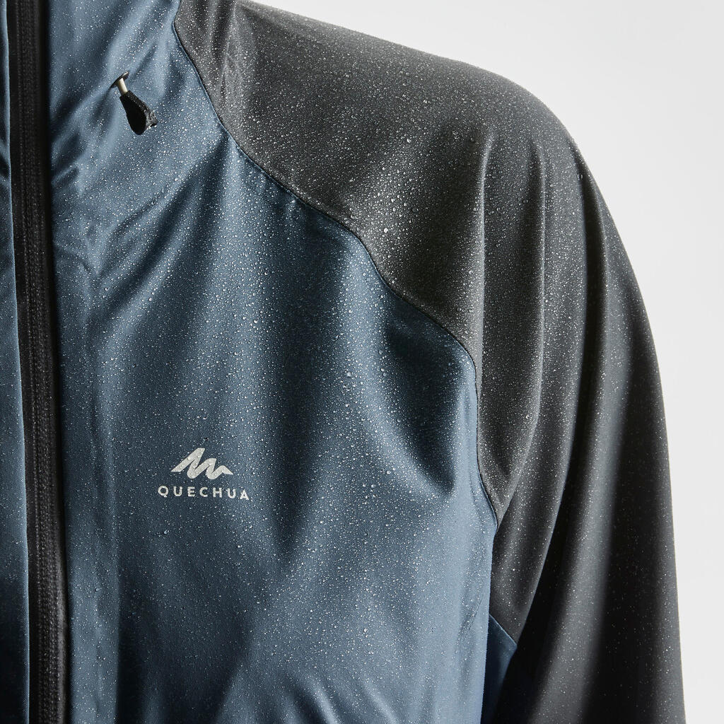 Chamarra ligera impermeable de senderismo montaña gris azul mujer- MH500 
