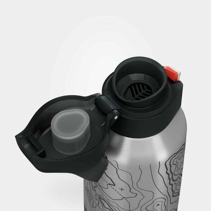 Trinkflasche 0,8 l Isolierflasche Edelstahl Wandern - MH500 LTD schwarz 