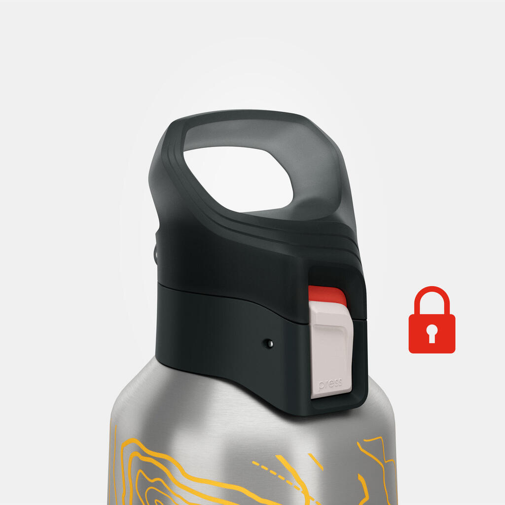 Trinkflasche 0,8 l Isolierflasche Edelstahl Wandern - MH500 LTD schwarz 