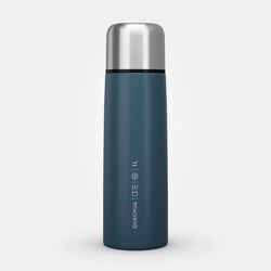 1 L stainless steel isothermal water bottle with cup for hiking - Blue