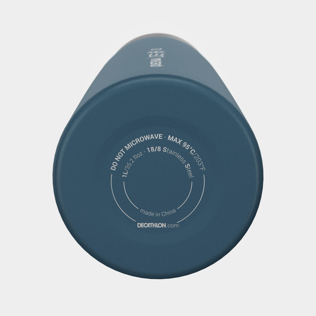 Botella isotérmica inox 1L con vaso para senderismo - azul 