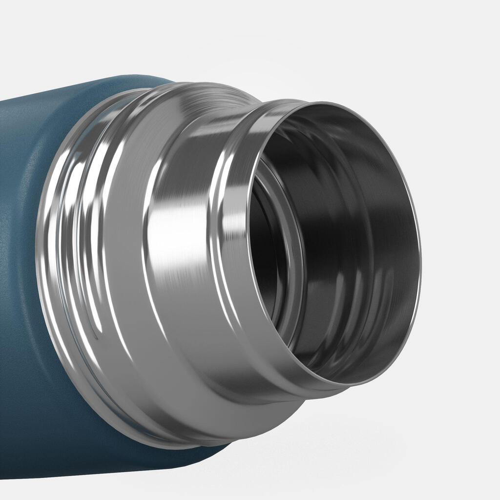 Botella isotérmica inox 1L con vaso para senderismo - azul 