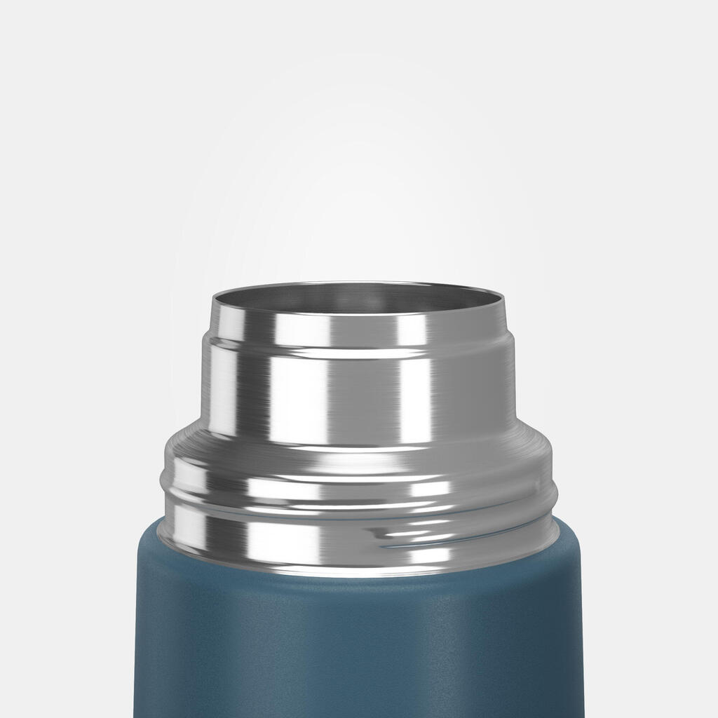 Botella isotérmica inox 1L con vaso para senderismo - azul 