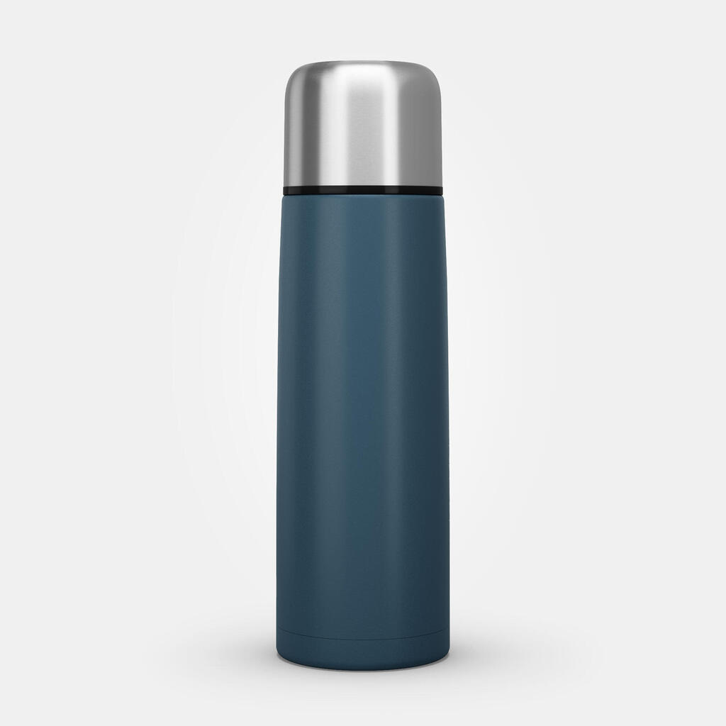 1 L stainless steel isothermal water bottle with cup for hiking - Blue