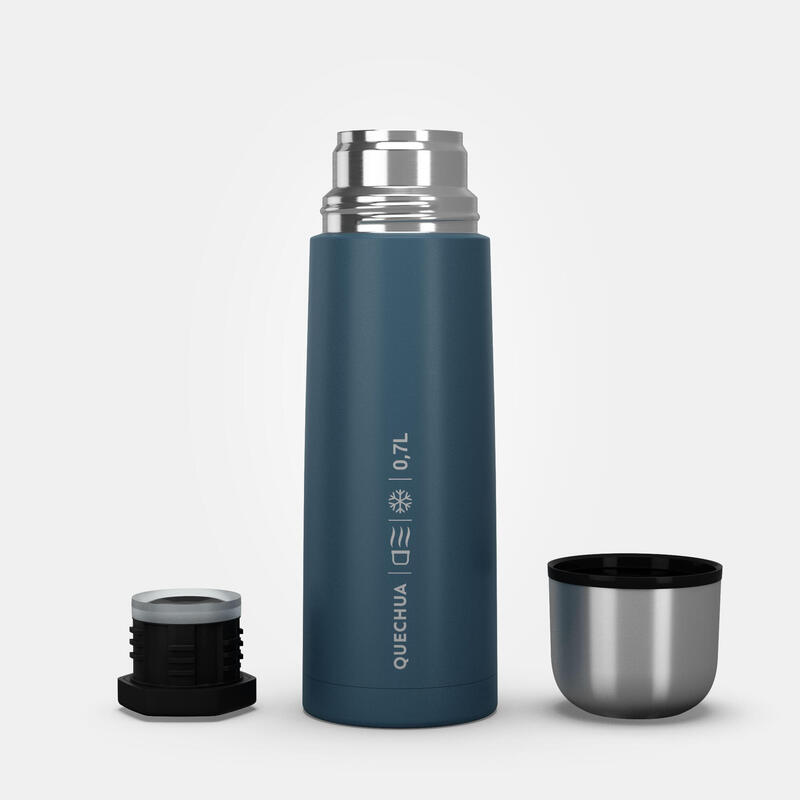 Thermos inox 0,7L azzurro con bicchiere