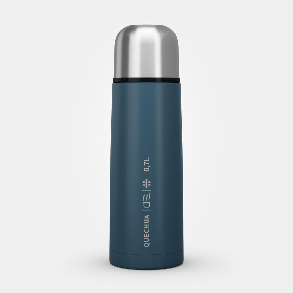 0.7 L stainless steel insulated flask with cup for hiking - Blue