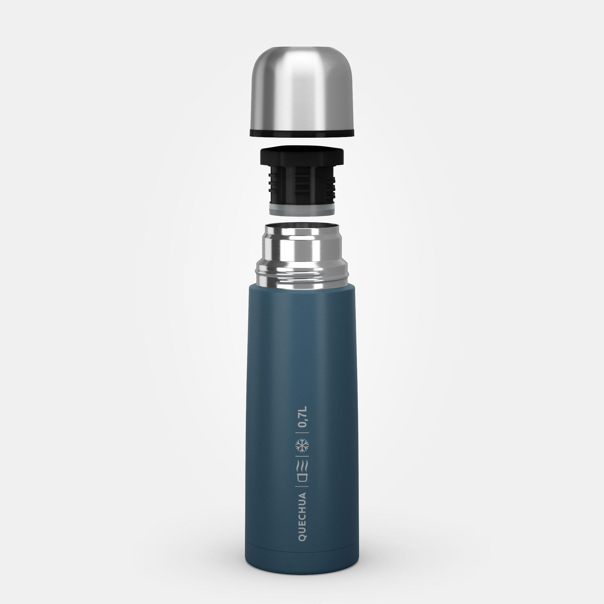 0.7 L stainless steel insulated flask with cup for hiking - Blue 8/10