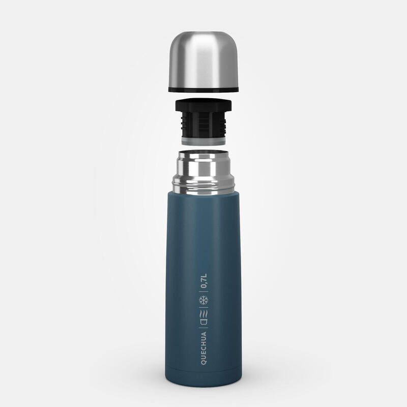 Bouteille isotherme inox 0,7l avec gobelet pour la randonnée - bleu