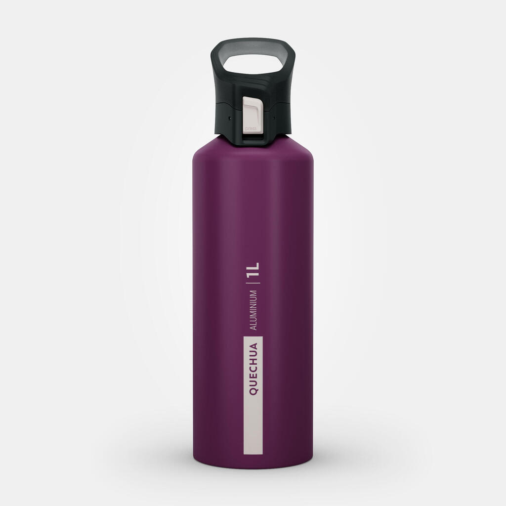 Trinkflasche Tritan 1 L mit Schnellverschluss Wandern - violett