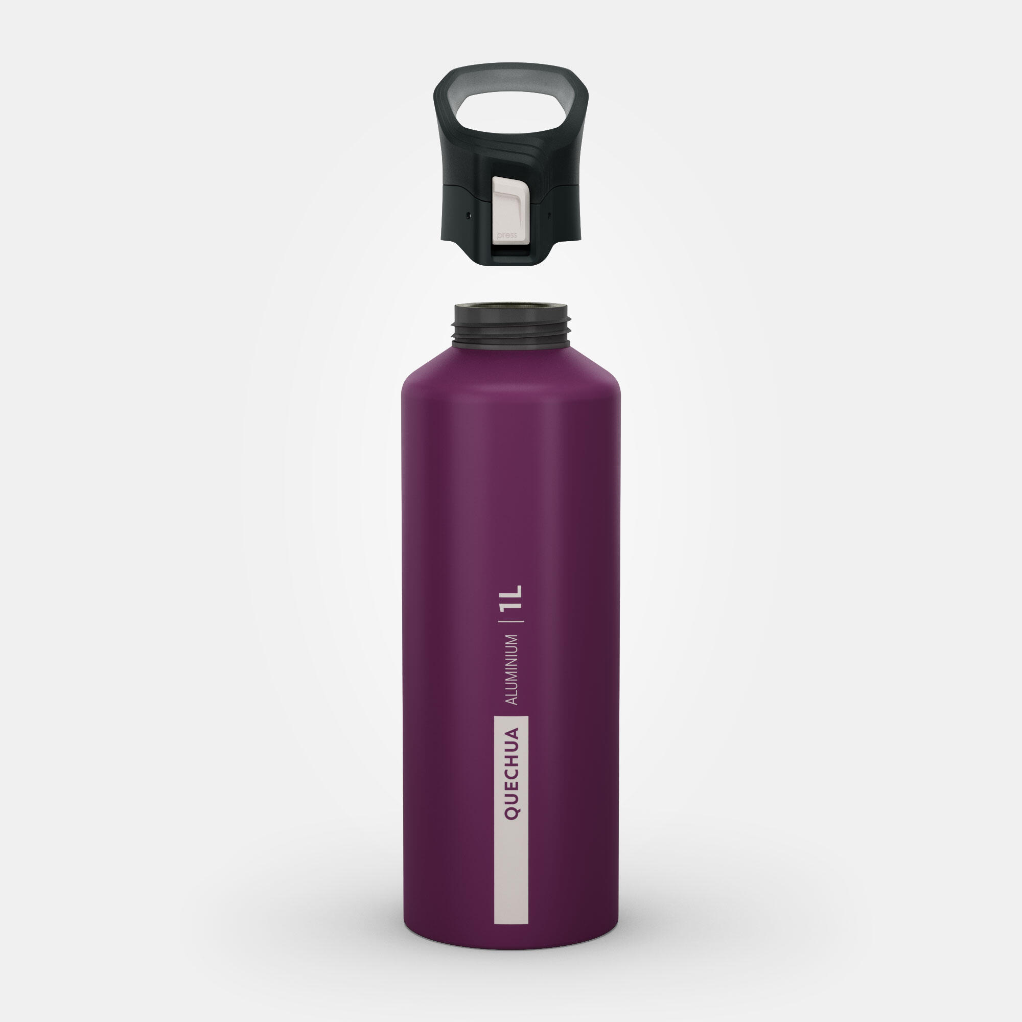 1 L aluminium flask with quick opening cap for hiking - Purple 2/12