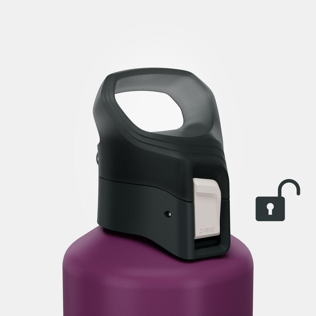 1 L aluminium flask with quick opening cap for hiking - Purple