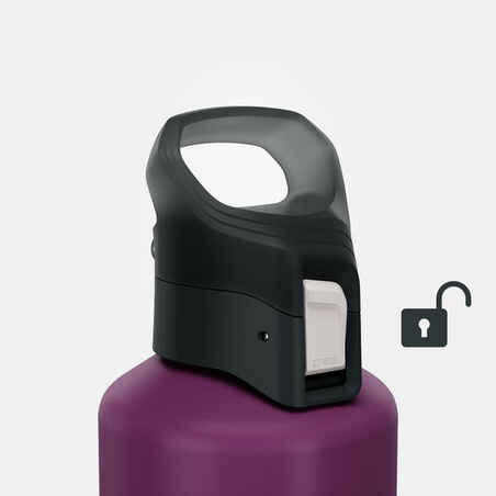 1 L aluminium flask with quick opening cap for hiking - Purple