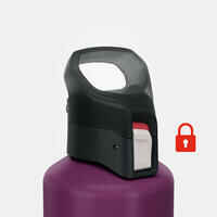 1 L aluminium flask with quick opening cap for hiking - Purple