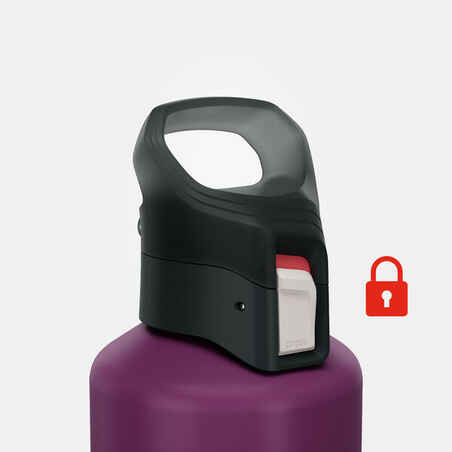 Trinkflasche Bergwandern MH500 mit Schnellverschluss Recycling-Alu 1L violett