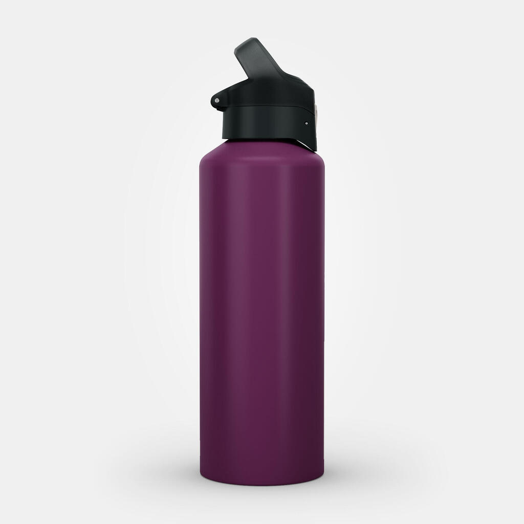 1 L aluminium flask with quick opening cap for hiking - Purple