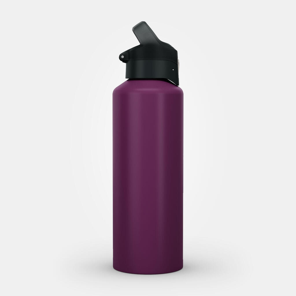 Hliníková fľaša 1 l s rýchlouzáverom na turistiku fialová