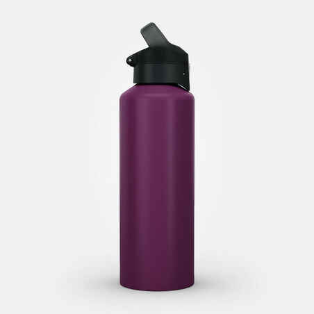 1 L aluminium flask with quick opening cap for hiking - Purple