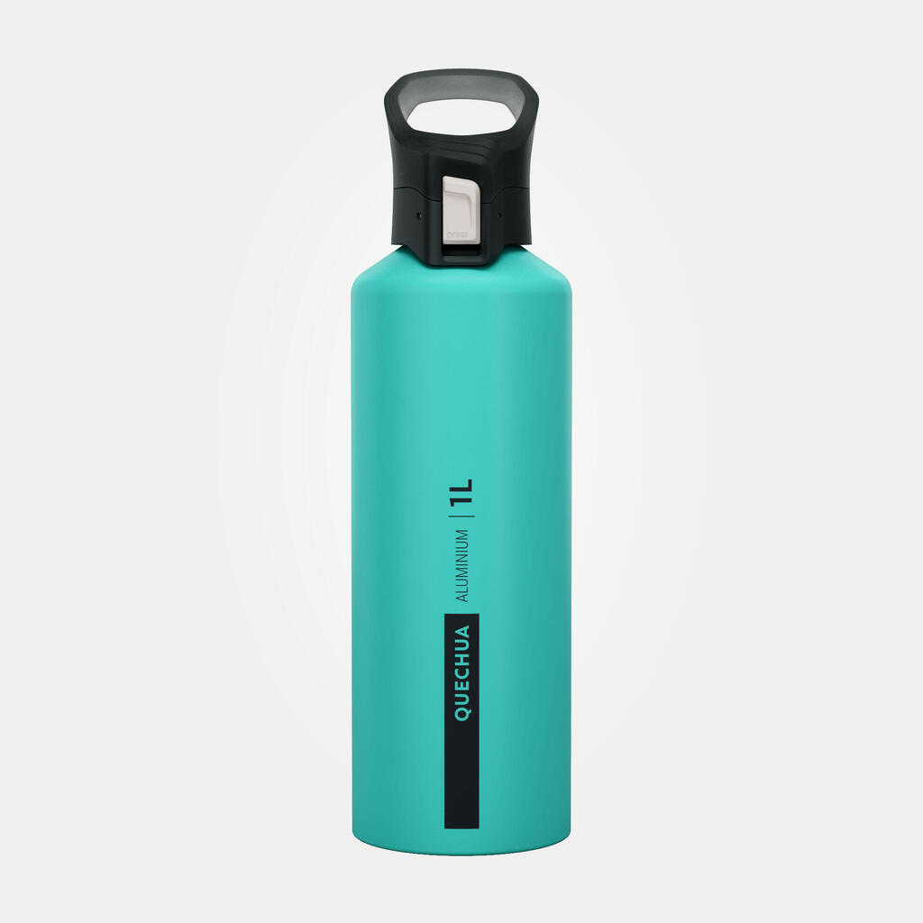 1 L aluminium flask with quick opening cap for hiking - Purple