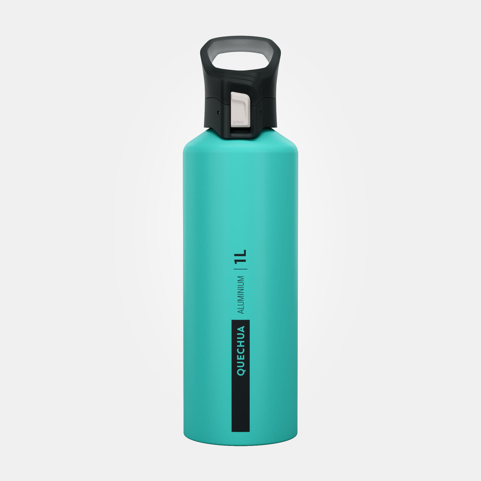 Aluminium 1 L flask with quick opening cap for hiking - Green 8/9