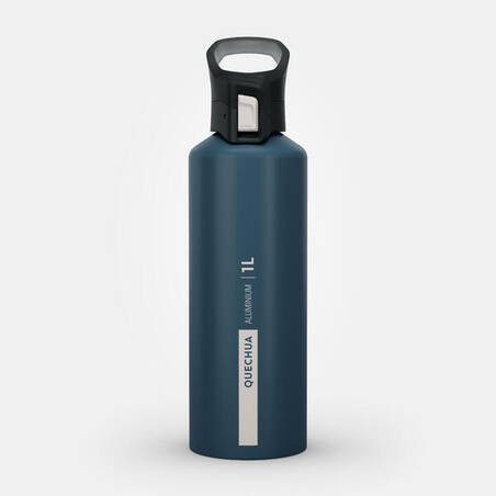 Botol Minum Hiking Aluminium Quick-Open MH500 1 liter - Biru