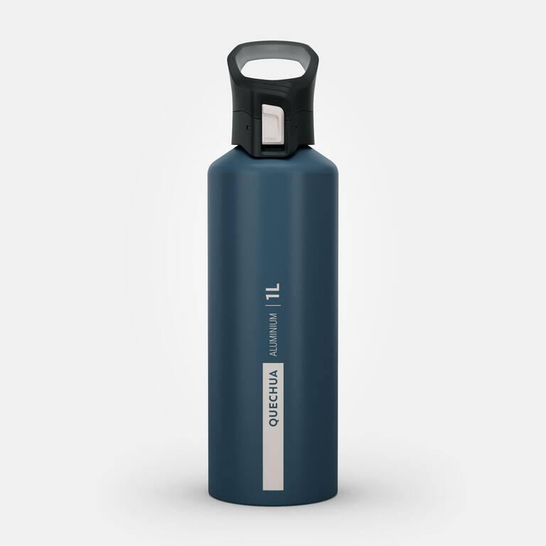 Botol Minum Hiking Aluminium Quick-Open MH500 1 liter - Biru