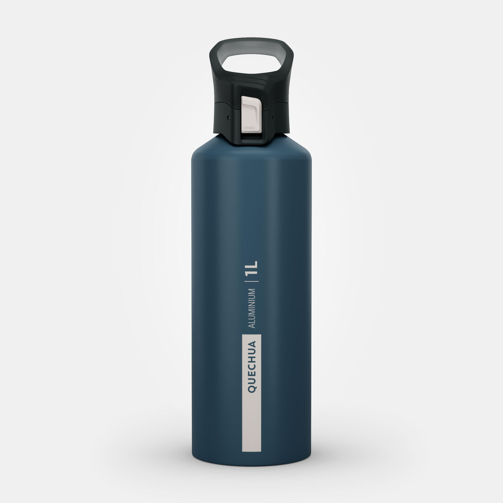 Aluminium 1 L water bottle with quick opening cap for hiking - Blue 10/10
