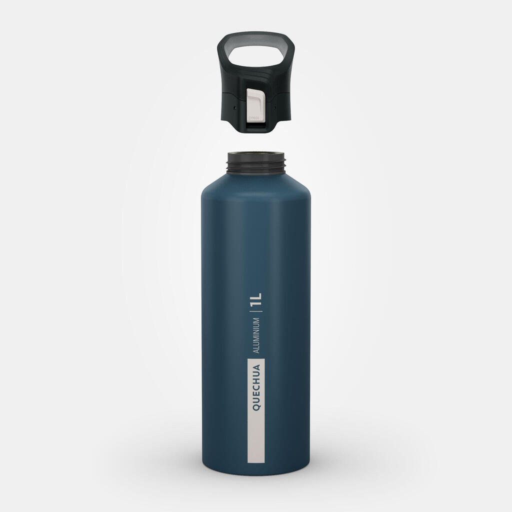 1 L aluminium flask with quick opening cap for hiking - Purple