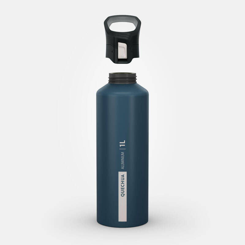 Termo para agua de aluminio 1 litro para senderismo Quechua azul