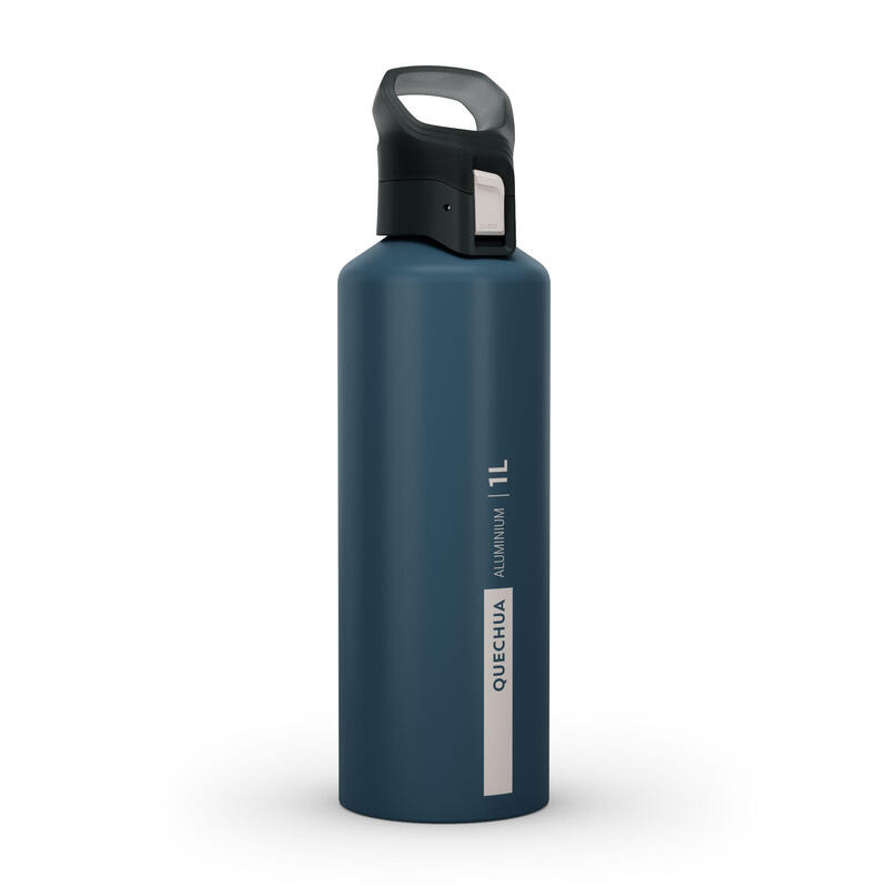 Hiking flask MH500 quick-opening cap 1 litre recycled aluminium - blue